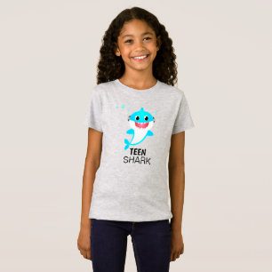 T-Shirt Requin Ado bleu avec bagues et casques