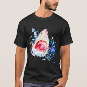 T-shirt Requin affamé Peint à la main requin