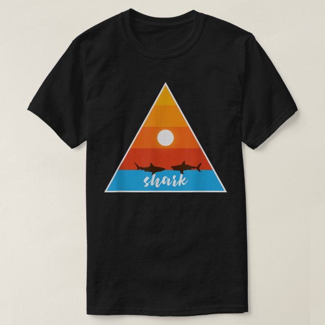 T-shirt requin Animal Triangle Nature avec soleil (Design devant)