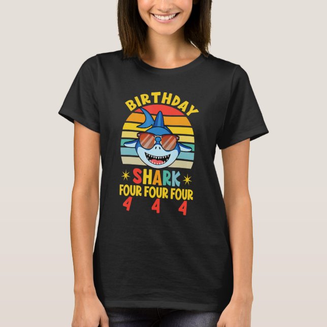T-shirt Requin Anniversaire 4 Ans 4Anniversaire Garçon Mat (Devant)