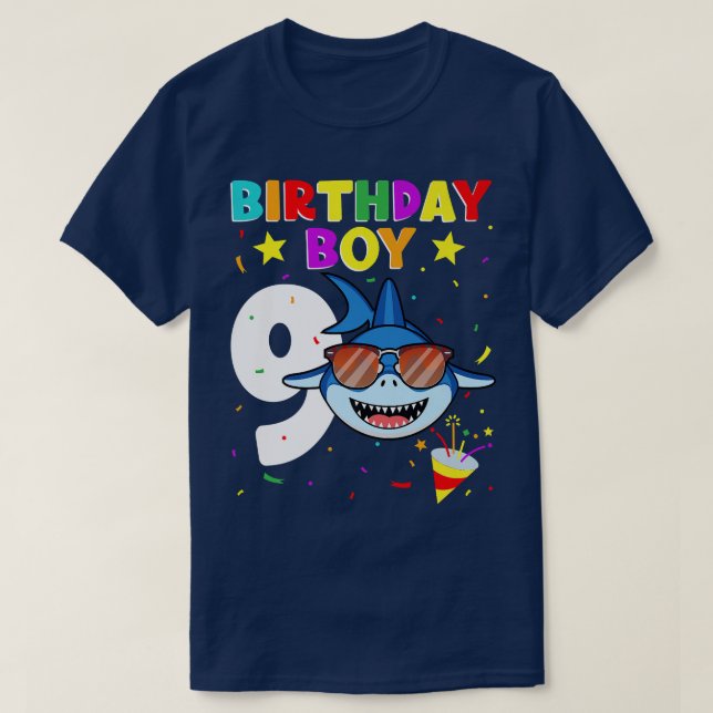 T-shirt Requin Anniversaire 9 Ans 9Anniversaire Garçon Mat (Design devant)
