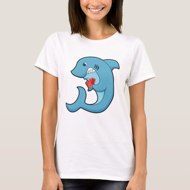 T-shirt Requin au Poker avec cartes de Poker (Devant)