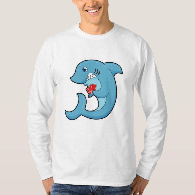 T-shirt Requin au Poker avec cartes de Poker (Devant)
