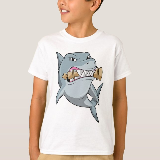 T-shirt Requin aux échecs avec pièce d'échecs Roi (Devant)