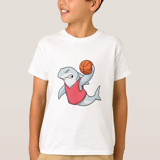 T-shirt Requin aux sports avec basket-ball (Devant)