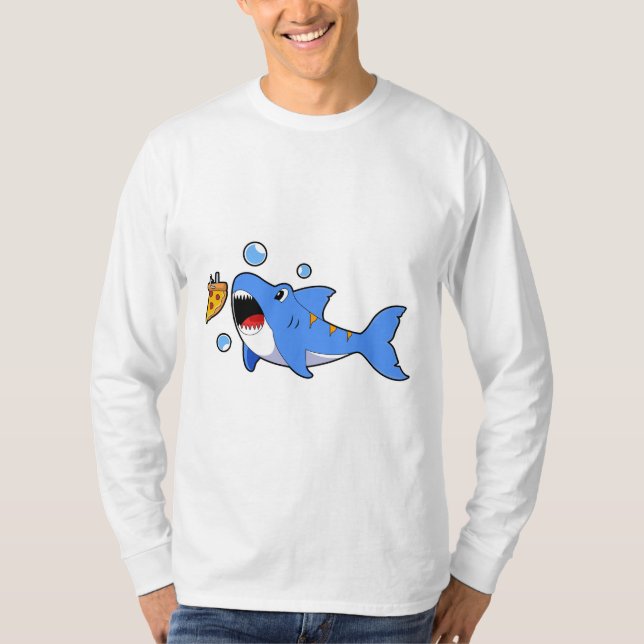 T-shirt Requin avec pizza comme appât (Devant)