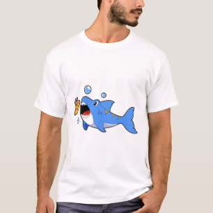 T-shirt Requin avec pizza comme appât