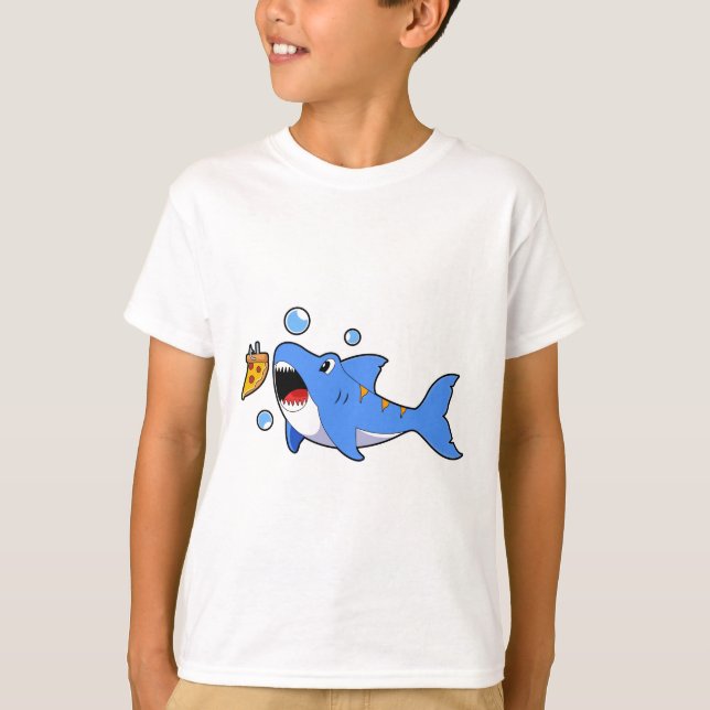 T-shirt Requin avec pizza comme appât (Devant)