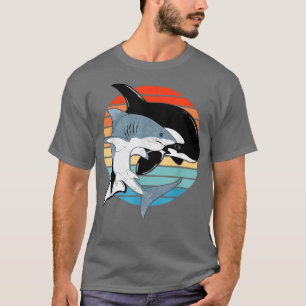 T-shirt Requin blanc et Orca Jour Vintage du coucher du re