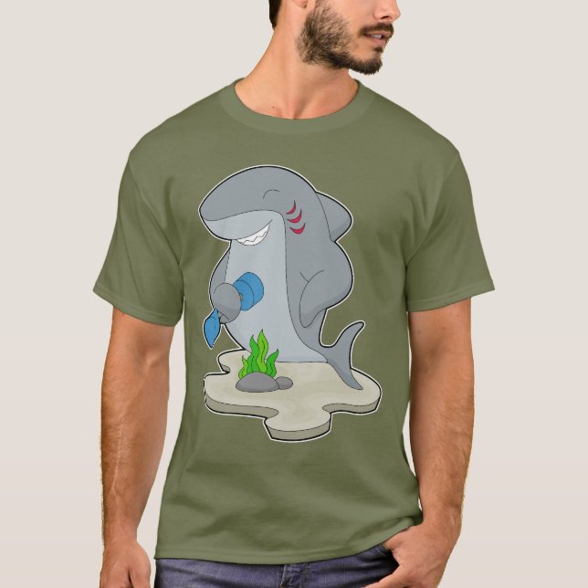 T-shirt Requin Bodybuilder Haltère Musculation (Devant)