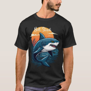 T-shirt Requin bouledogue dans l'océan avec coucher de sol