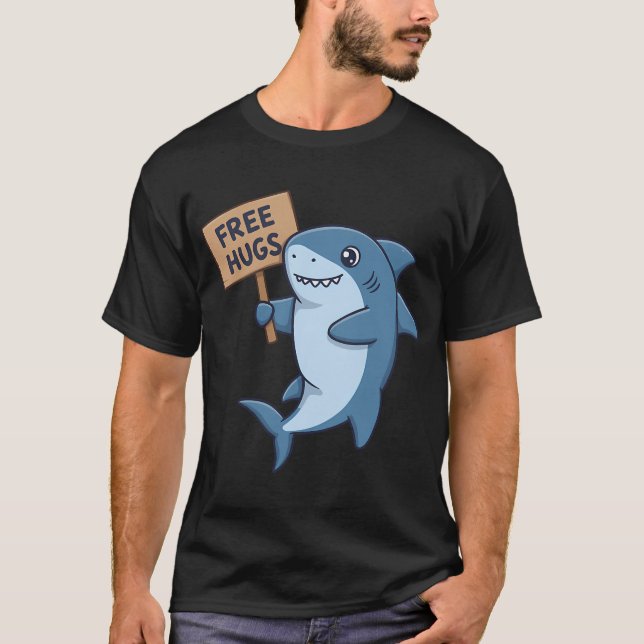 T-shirt Requin Câlins Gratuits - Ami de Mer Mignon et Affe (Devant)