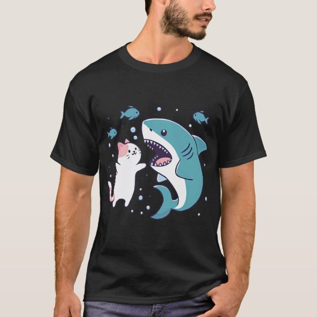 T-shirt Requin Chat Nageant (Devant)