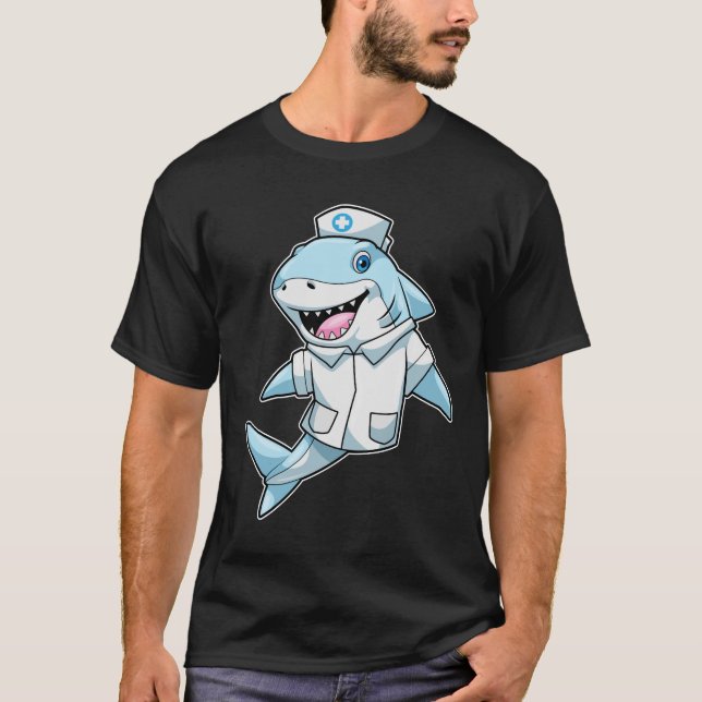 T-shirt Requin comme infirmière avec manteau (Devant)