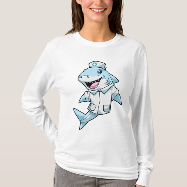 T-shirt Requin comme infirmière avec manteau (Devant)