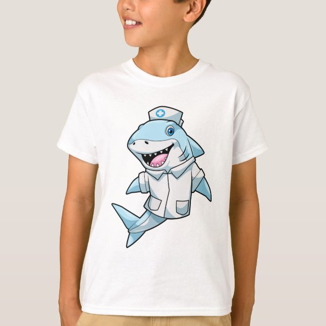 T-shirt Requin comme infirmière avec manteau (Devant)