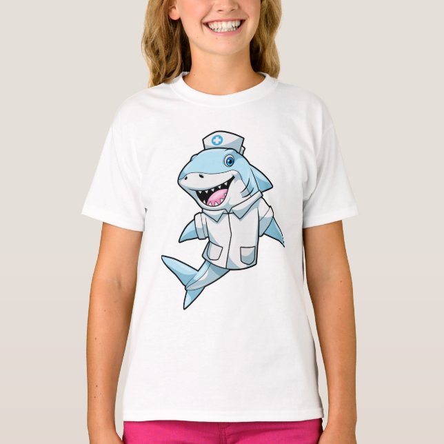 T-shirt Requin comme infirmière avec manteau (Devant)