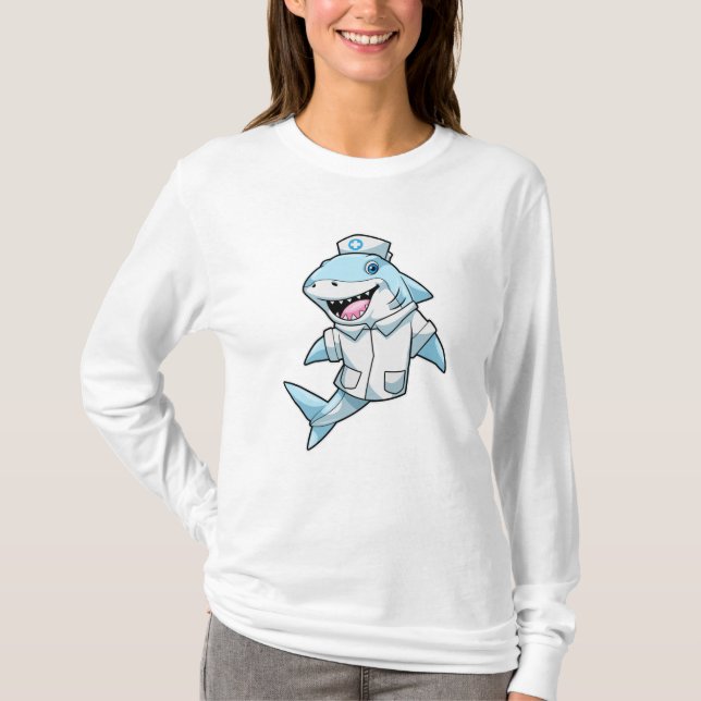 T-shirt Requin comme infirmière avec manteau (Devant)