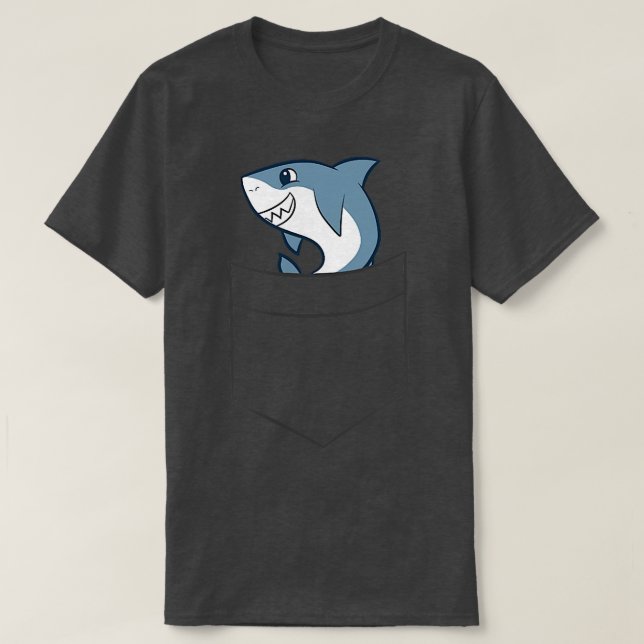 T-shirt Requin dans une pochette mignonne Poche requin (Design devant)