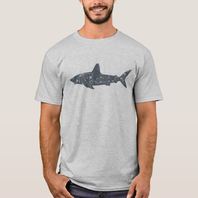 T-shirt Requin de natation gris grunge (Devant)