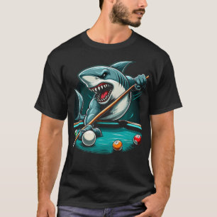 T-shirt Requin de Piscine Drôle Joueur de Billard Billard