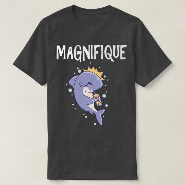 T-shirt Requin doux jouit de son bubble tea merveilleuseme (Design devant)
