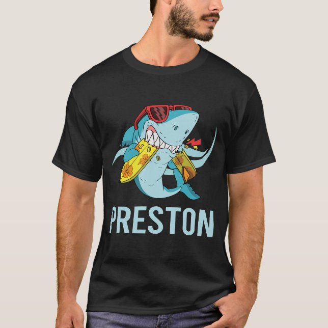 T-shirt Requin drôle - Nom de Preston (Devant)