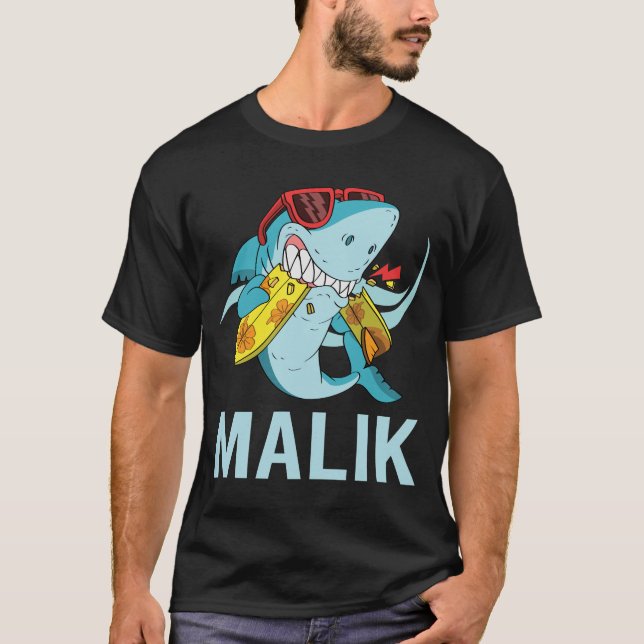 T-shirt Requin drôle - Nom du malik (Devant)