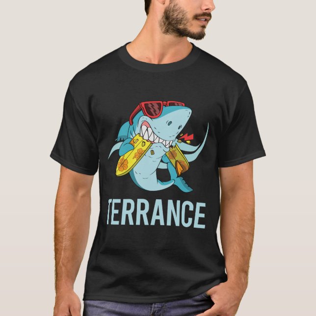 T-shirt Requin drôle - Nom Terrance (Devant)