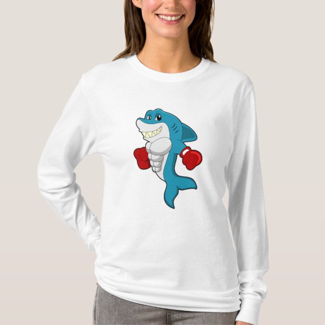 T-shirt Requin en boîte avec gants de boxe (Devant)