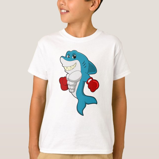 T-shirt Requin en boîte avec gants de boxe (Devant)