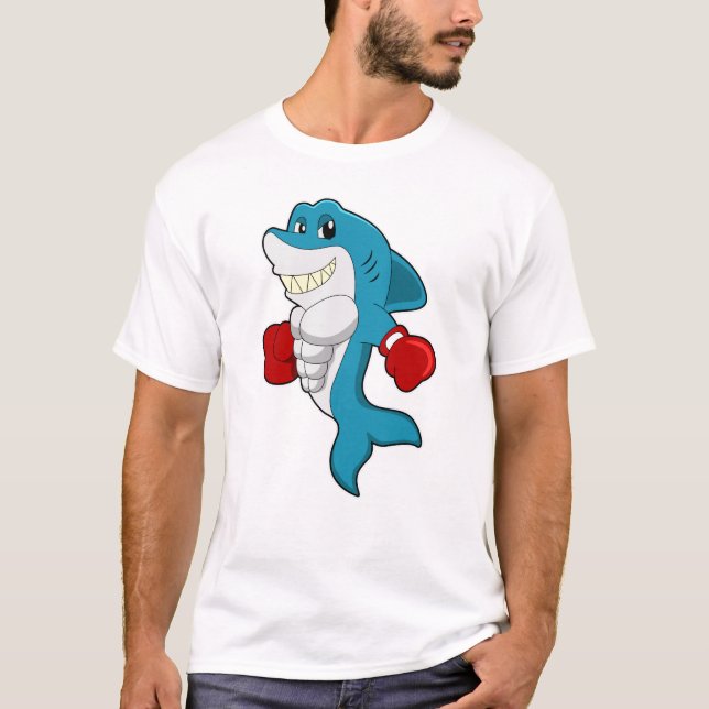 T-shirt Requin en boîte avec gants de boxe (Devant)