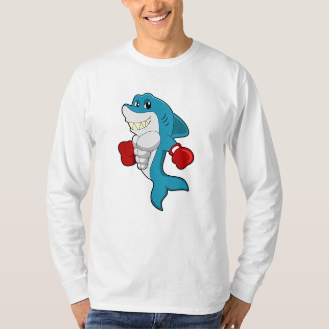 T-shirt Requin en boîte avec gants de boxe (Devant)