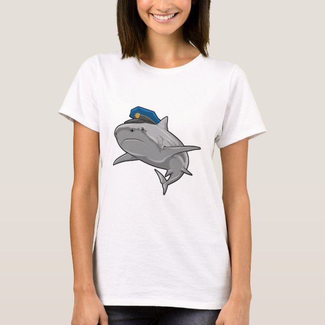T-shirt Requin en tant que policier Police (Devant)