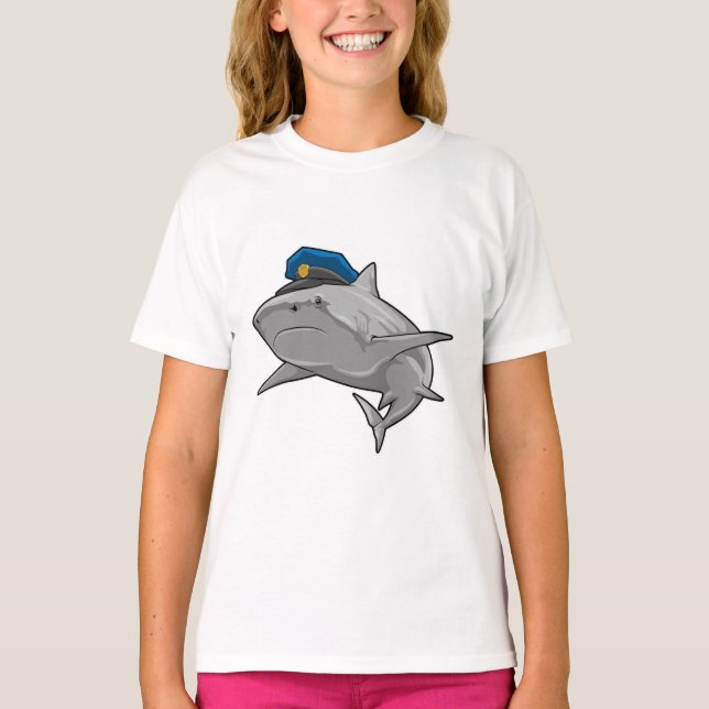 T-shirt Requin en tant que policier Police (Devant)