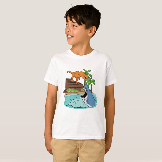 T-shirt Requin et dinosaure pour des garçons (Devant entier)