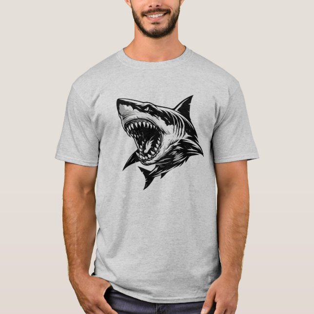 T-shirt Requin féroce Grand requin blanc Art vectoriel  (Devant)