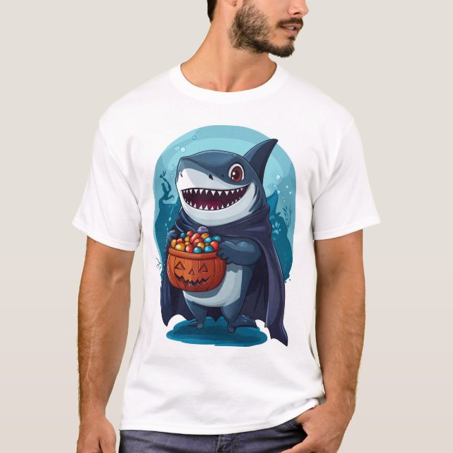 T-shirt Requin friandises ou sort (Devant)