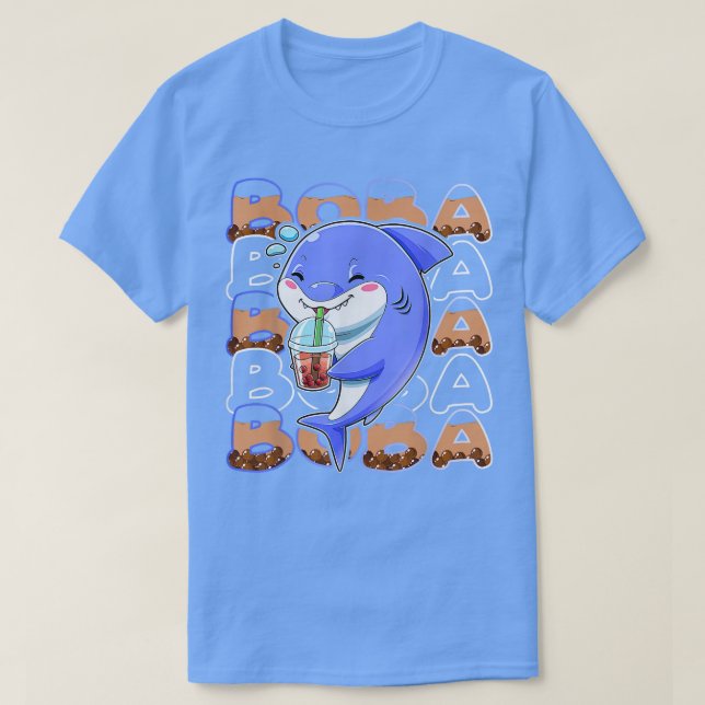 T-shirt Requin Kawaii Boba Cute Anime Requin Kawaii Thé Dr (Design devant)