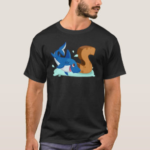 T-shirt Requin Lettre S Alphabet Animaux Pour Garçons Fill
