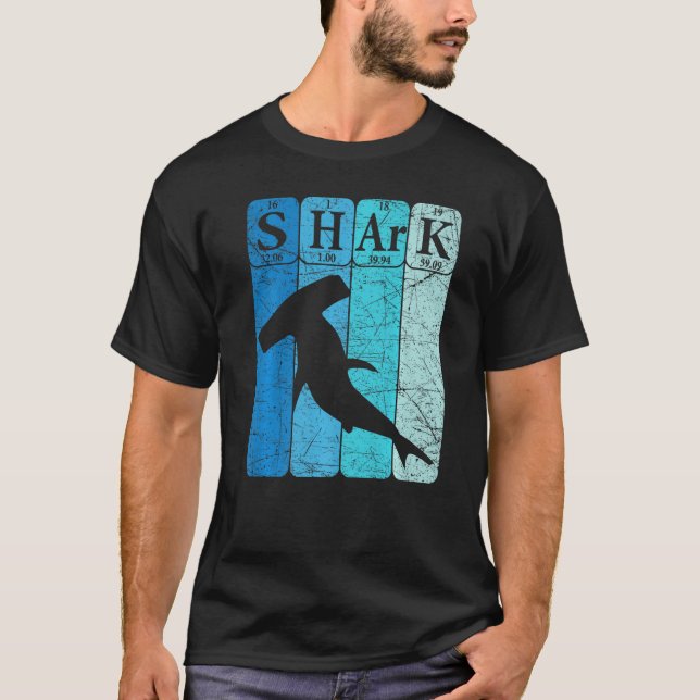 T-shirt Requin Marteau Éléments de Tableau Périodique Rétr (Devant)