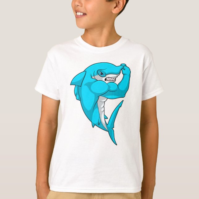 T-shirt requin-marteau en tant que culturiste au Bodybuild (Devant)
