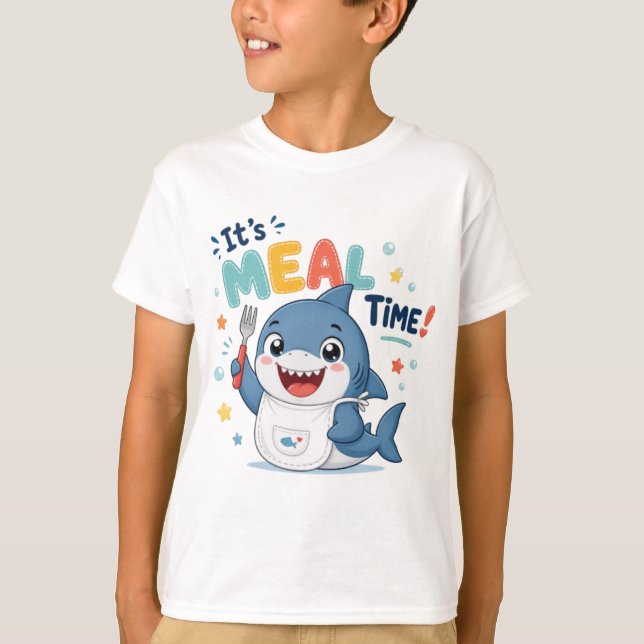 T-shirt Requin mignon C'est l'heure du repas (Devant)