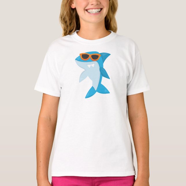 T-shirt Requin mignon, Requin Cool, Requin Aux Lunettes De (Devant)