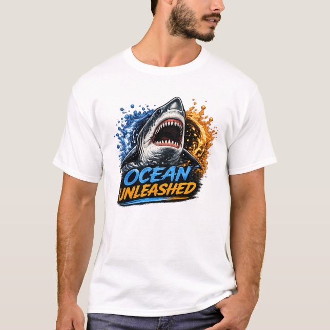 T-shirt Requin Ocean Unleashed – Éclaboussure Audacieuse B (Devant)