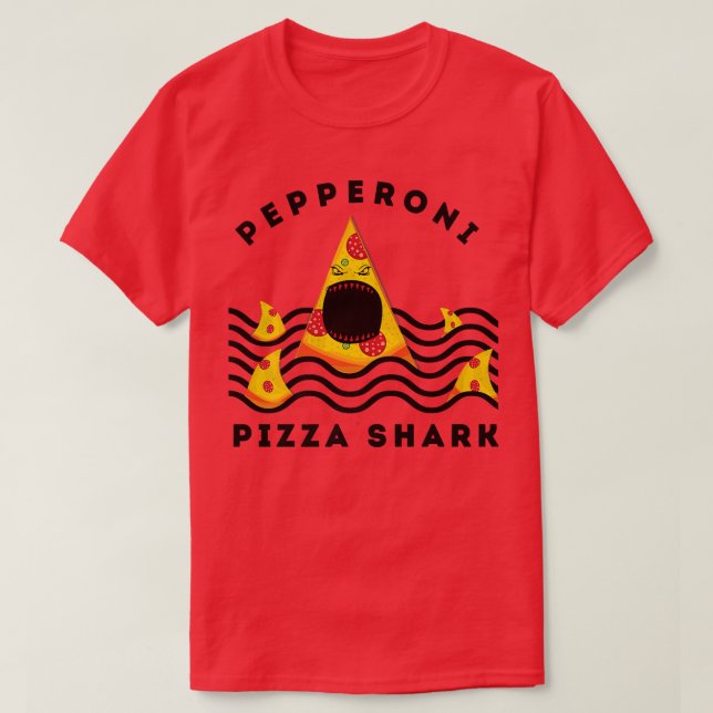 T-shirt Requin pepperoni mangeant de la pizza amateurs de  (Design devant)
