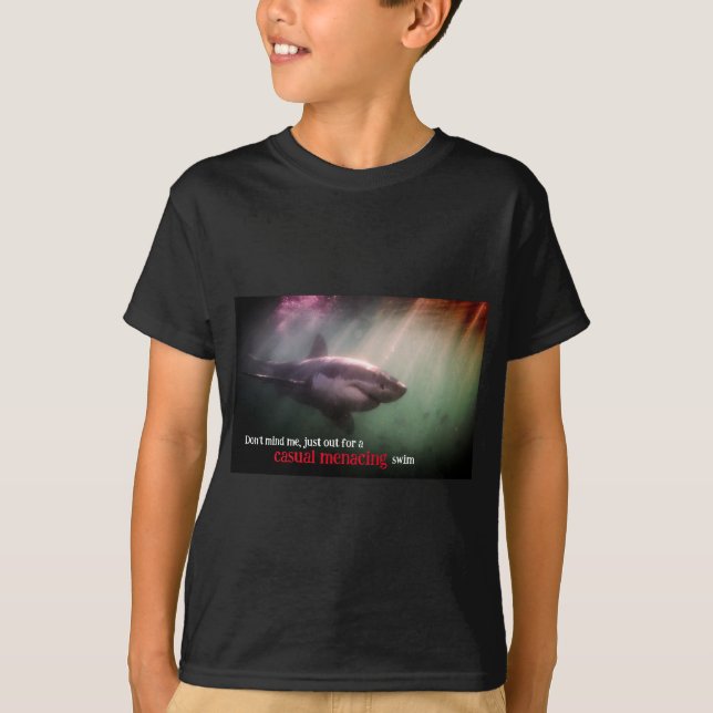 T-shirt requin pointeur blanc sous l'eau (Devant)