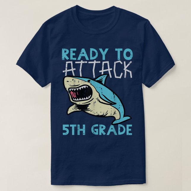 T-shirt Requin prêt à attaquer 5e année Funny 5e première (Design devant)