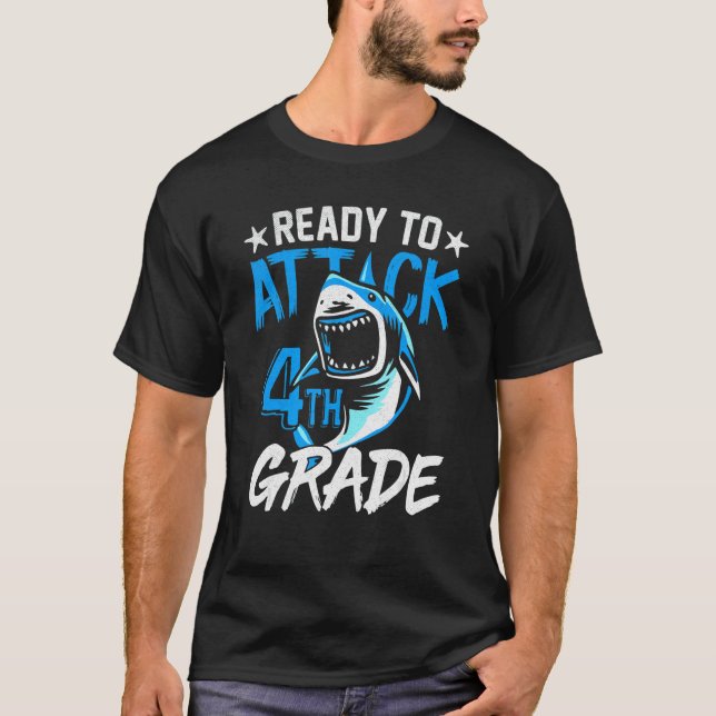 T-shirt Requin Prêt À Attaquer Des Garçons De 4E Année À T (Devant)