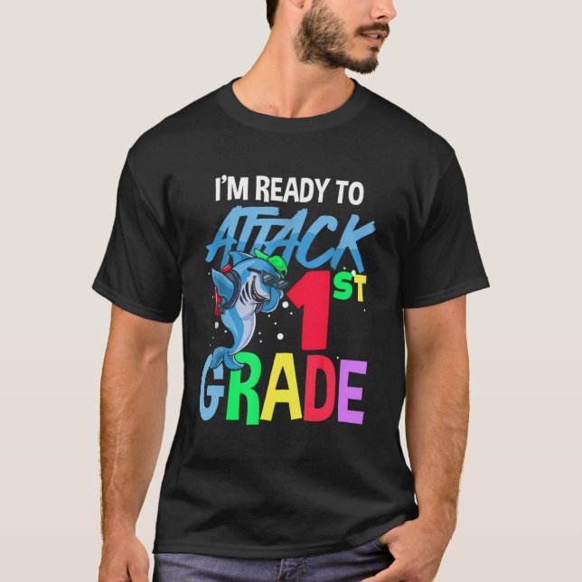 T-shirt Requin Prêt À Attaquer Le Requin De 1Ere Année Ret (Devant)